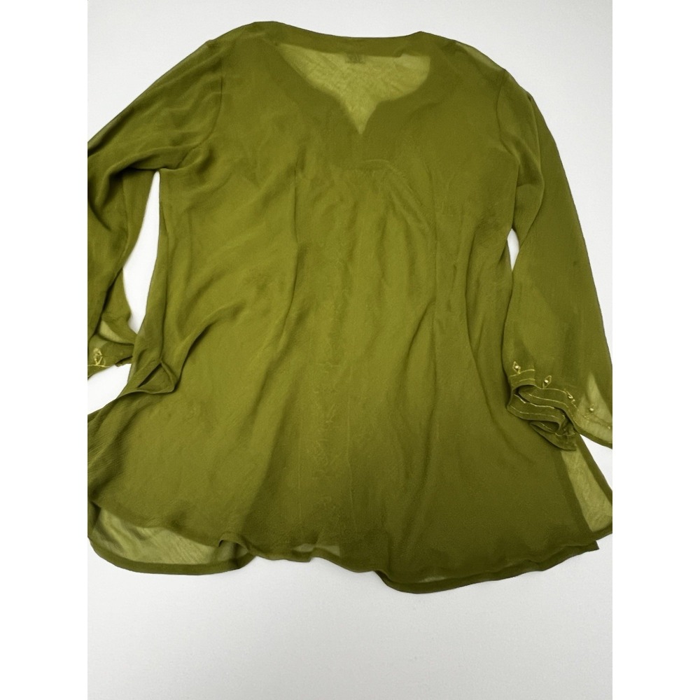 VTG Womens Uniform John Paul Richard Lime Green‎ Boho Style Tunic Size 1X - Picture 2 of 6